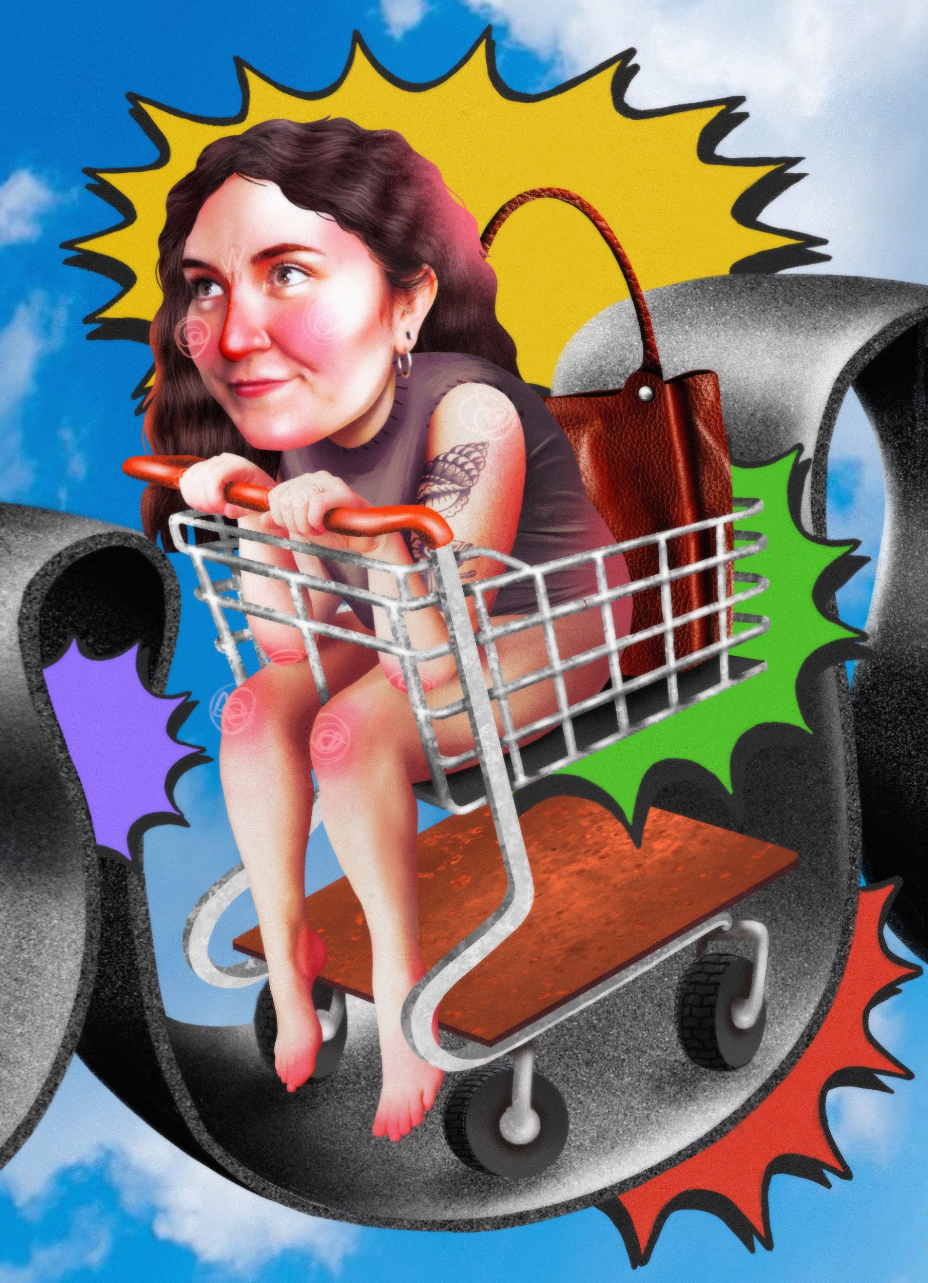 Caddie – Photomontage Femme Autoportrait Collage Textures