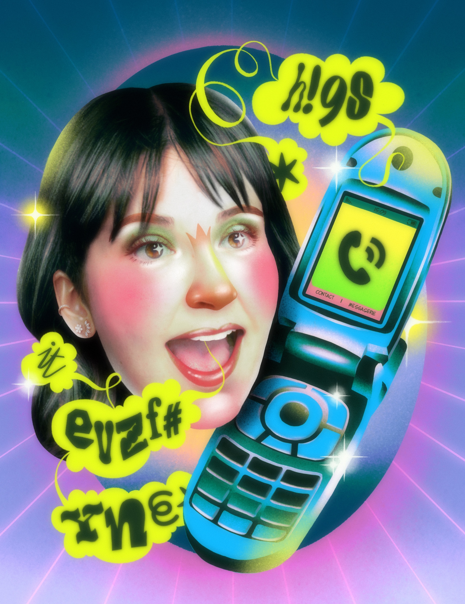 Hotline – Photomontage Femme Autoportrait Collage Textures